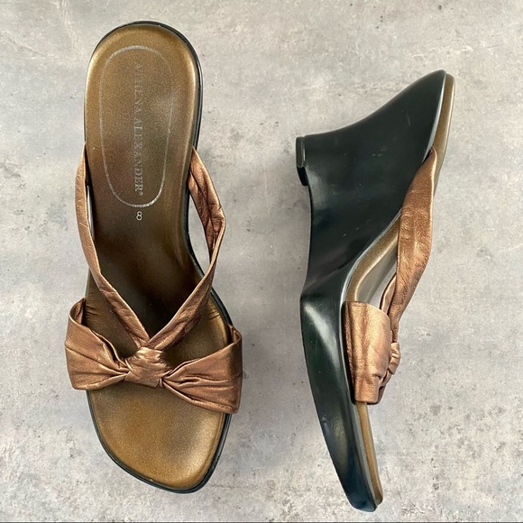 Athena Alexander Bronze Copper Strappy Wedge Sandals Size 8 - Picture 8 of 10